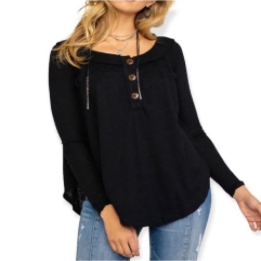 WE THE FREE Must Have Henley Waffle Knit Top